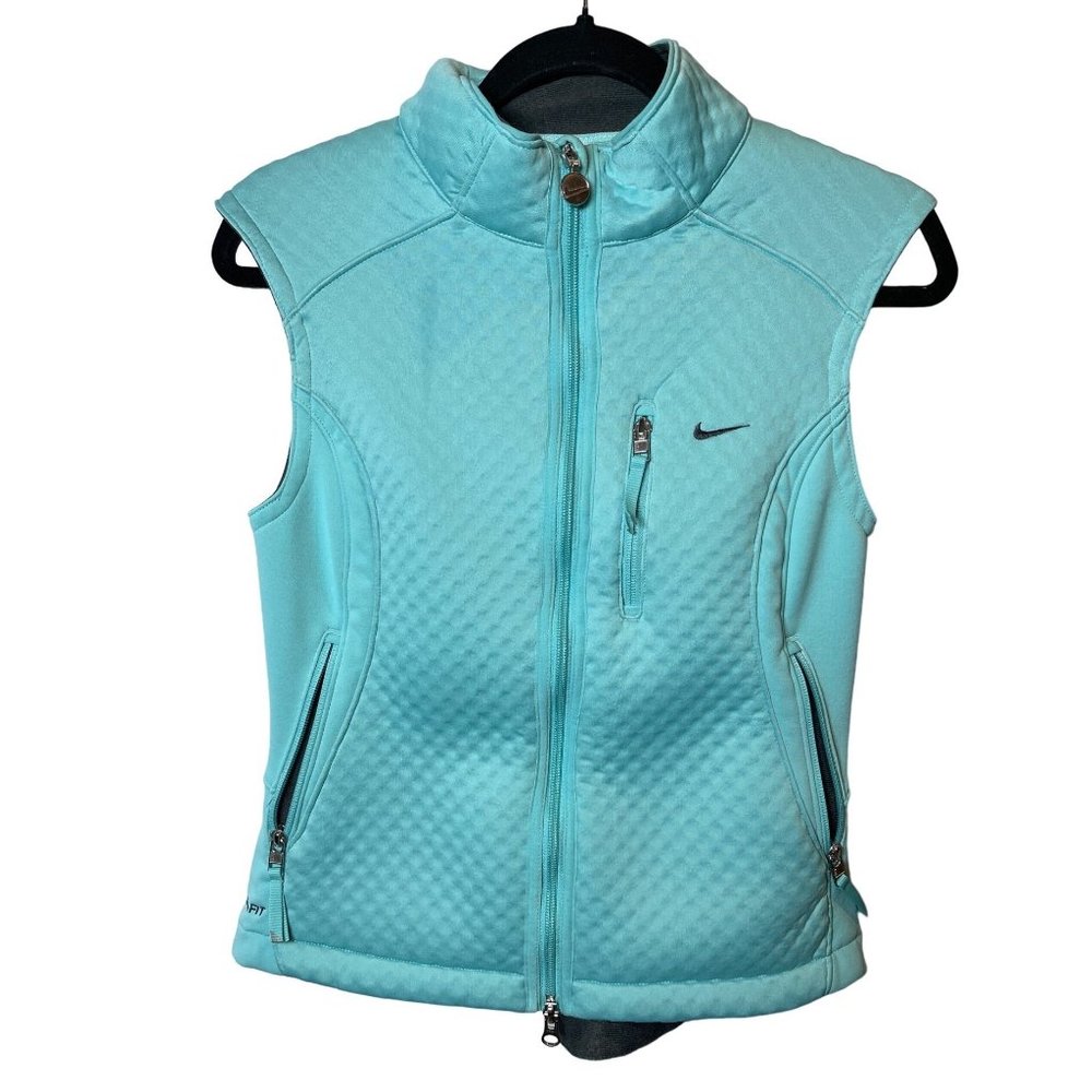 Nike Therma Fit Running Vest Turquoise Fleece Womens 215700-426 Size S